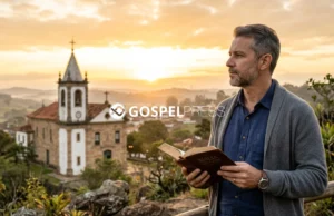 Eu Preciso Ir à Igreja Para Ser Salvo? O Que a Bíblia Realmente Ensina Preciso ir à igreja para ser salvo? Pessoa segurando uma Bíblia diante de uma igreja cristã refletindo sobre a salvação em Jesus Cristo.