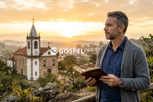 Preciso Ir à Igreja Para Ser Salvo? O Que a Bíblia Ensina Preciso ir à igreja para ser salvo? Pessoa segurando uma Bíblia diante de uma igreja cristã refletindo sobre a salvação em Jesus Cristo.