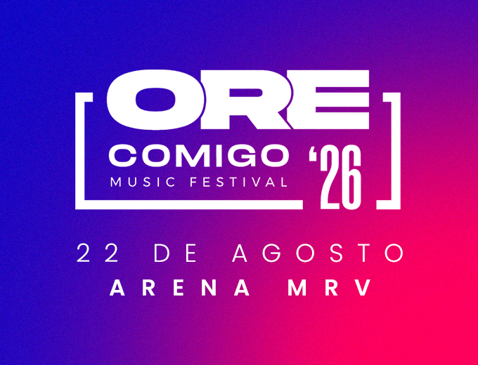 O Ore Comigo Music Festival 2026 16 Ore Comigo Music Festival 2026 — multidão em oração na Arena MRV em Belo Horizonte
